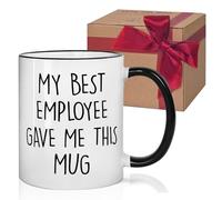 HIWERAN Sarcastic Christmas Gift for Boss from Employees My Best Employee Gave Me This Mug Funny Birthday Gifts for Boss, Coworkers, Bosses Mug 11 oz