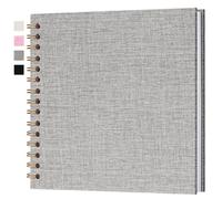 Hiwhy 18x18 cm Scrapbook DIY Photo Album Linen Cover Hardcover White Pages 20 Sheets Small Scrap Memory Book Grey