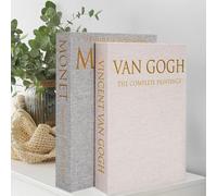 Hiwhy Faux Book Box Storage Set 2-Pack, Linen Beige | Decorative organizer for bookshelf coffee table, eco-friendly odor-free lightweight, sturdy cardboard