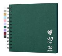Hiwhy Scrapbook 7x7 Inch DIY Scrapbook Album Hardcover Kraft Paper Scrap Book Photo Albums 20 Sheets Memory Book for Family Wedding, Dark Green