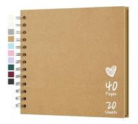 Hiwhy Scrapbook 7x7 Inch DIY Scrapbook Album Hardcover Kraft Paper Scrap Book Photo Albums 20 Sheets Memory Book for Family Wedding, Brown