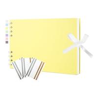 Hiwhy Scrapbook Album Photo Book with 20 Sheets White Pages 8.5x6 Inch Scrapbooking with Corner Stickers for Wedding Baby Shower Birthday Travelling, Yellow