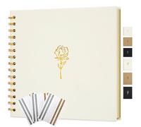 Hiwhy Scrapbook Photo Album 8" x 8" Memory Book Kraft Paper 40 Pages DIY Scrapbook Album for Wedding, Anniversary, Family, Cream