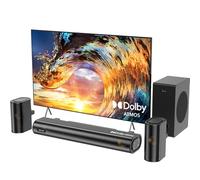 Hiwill 4.1ch Sound Bar with Dolby Atmos, 300W Sound Bar for TV with Subwoofer, 2 Front Surround Speakers, Soundbar Speaker, Adjustable Bass, Surround Sound System for TV, HiElite A41