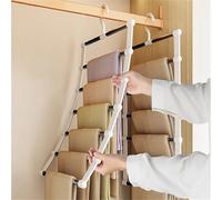 HiWODO Trouser Hangers Space Saving for Wardrobe,2 Pack Multi Layer Metal Pants Hangers for Women,360° Rotatable Closet Organizer for Skirt,Jeans,Clothes,Tie,Belts,Scarf and Towel