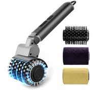 Hiwoor Electric Grill Brush, Cordless BBQ Grill Cleaner with 3 Dishwasher-Safe Heads, 3 Speeds & Adjustable Angle, 150 Mins Runtime, Heatproof for Cast Iron & Stainless Steel Grates (Grey)