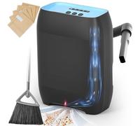 Hiwoor Touchless Automatic Vacuum Dustpan, Bagged Canister Vacuum with 5-Pack Disposable Dustbags, IR Sensor, LED Alerts, Handheld Accessories for Floors/Corners/Salons (Blue)