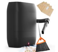 Hiwoor Touchless Automatic Vacuum Dustpan, Bagged Canister Vacuum with 5-Pack Disposable Dustbags, IR Sensor, LED Alerts, Handheld Accessories for Floors/Corners/Salons (Blue)