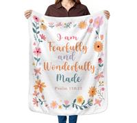 HIWX Christian Kids Blanket, Bible Verse Blankets, I am Fearfully and Wonderfully Made Scripture Floral Nursery Throw Blanket for Kids Girl Nursery Room Bedroom Home Couch Bed Decor, 40x30 Inches