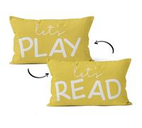 HIWX Kids Playroom Decor,Classroom Pillows Cover,Let's Read Play Decorative 12 x 20 Throw Pillow Cover,Lets Play Read Kids Reading Corner Room Playroom Nursery Decor Reversible Pillowcase (Yellow)