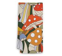 HIWX Retro 70s Hippie Groovy Mushroom Decorative Kitchen Towels and Dish Towels, Preppy Boho Mushroom Hand Towels Tea Towel for Bathroom Kitchen Decor 16×24 Inches