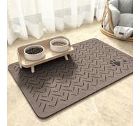Hixingo 2 Pieces Pet Food Mat, Absorbent Quick Dry Pet Feeding Mat with Non-Slip Rubber Backed, No Stains Dog Cat Placemat Dog Bowl Food and Water Bowl for Messy Drinkers Floors (Brown,30x40cm)