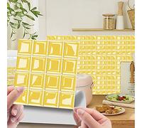 Hixingo 20 Pcs Tile Stickers for Kitchen Bathroom, Summer Waterproof PVC Peel and Stick on Tiles, 3D Mosaic Backsplash Self Adhesive Wall DIY Home Decor for Living Room (Yellow,7.87x7.87)