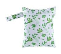 Hixingo 20x25cm Packs Wet Bag, Plant Patterns Waterproof Wet Dry Bag, Reusable Washable Nappy Stuff Sack, Portable Children's Items Dry Sack with Zipper Pockets for Travel, Beach (Green 2,4pc)