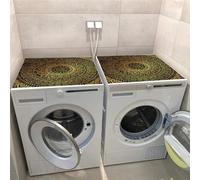 Hixingo 2pcs Washer and Dryer Top Protector Mat, Non-Slip Quick Dry Mat Washer and Dryer Covers Protector, Washing Machine Top Cover for Home Kitchen Laundry Room (Black and gold,60x60cm)