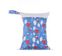 Hixingo 3/2/1 Packs Cute Patterns Wet Bag, Waterproof Wet Dry Bag, Reusable Washable Nappy Stuff Sack, Portable Children's Items Dry Sack with Zipper Pockets for Swimming, Beach (Strawberry,3pc)