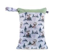 Hixingo 3/2/1 Packs Cute Patterns Wet Bag, Waterproof Wet Dry Bag, Reusable Washable Nappy Stuff Sack, Portable Children's Items Dry Sack with Zipper Pockets for Swimming, Beach (Elk,1pc)