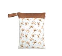 Hixingo 3/2/1 Packs Wet Bag, Large Waterproof Wet Dry Bag with Snap Buttons, Reusable Washable Nappy Stuff Sack, Portable Children's Items Dry Sack with Zipper Pockets for Swimming (Brown,2pc)