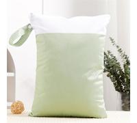 Hixingo 3/2/1 Packs Wet Bag, Solid Color Waterproof Wet Dry Bag, Reusable Washable Nappy Stuff Sack, Portable Children's Items Dry Sack with Zipper Pockets for Swimming, Beach (Green,2pc)