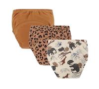 Hixingo 3-Pack Toddler Potty Training Pants Girls Boys, Soft Reusable Toilet Training Pants for 1-6 Years Children, Absorbent Reusable Underwear Children,Underwear Washable (Brown,L)