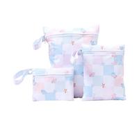 Hixingo 3 Packs Wet Bag Reusable Washable Nappy Stuff Sack, Waterproof TPU Portable Organizer Bag Sack with Zipper Pockets, for Clothes, Swimming, Travel, Beach (Seashell,26x36+18x25+18x14cm)