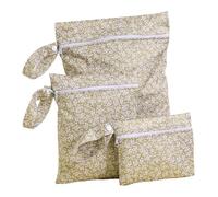 Hixingo 3 Packs Wet Bag Reusable Washable Nappy Stuff Sack, Waterproof TPU Portable Organizer Bag Sack with Zipper Pockets, for Clothes, Swimming, Travel, Beach (Style 7,26x36+20x25+18x14cm)