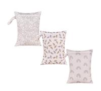 Hixingo 3 Pieces Multifunctional Wet Bag, Large Waterproof Wet Dry Bag, Reusable Nappy Stuff Sack with Zipper, Portable Children's Items Dry Sack, for Clothes,Travel,Beach (Plants,26x36cm)