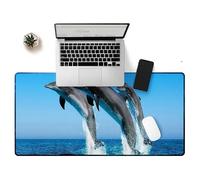 Hixingo 3D Animal Print Large Mouse Mat, Gaming Mouse Pad, Mouse Pad, Mousepad with Stitched Edges, Non-Slip Rubber Base Mouse Pads for Office & Home (800 * 300 * 3mm,dolphin)