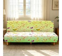 Hixingo 3D Butterfly Armless Sofa Bed Cover, Washable Couch Cover, Slipcover for Folding Sofa without Armrests, Anti-Slip, Ideal for Homes with Pets or Kids (Yellow 01,3 seats)