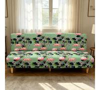 Hixingo 3D Flower Armless Sofa Bed Cover, Washable Couch Cover, Slipcover for Folding Sofa without Armrests, Anti-Slip, Ideal for Homes with Pets or Kids (Lotus,3 seats)