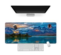 Hixingo 3D Landscape Print Mouse Mat, Gaming Mouse Pad, Large Mouse Mat, Mousepad with Stitched Edges, Non-Slip Rubber Base Mouse Pads for Office & Home (900x400x3mm,lake water)