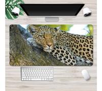 Hixingo 3D Leopard Print Mouse Mat, Gaming Mouse Pad, Large Mouse Mat, Mousepad with Stitched Edges, Non-Slip Rubber Base Mouse Pads for Office & Home (900x400x3mm,Tree)