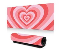 Hixingo 3D Love Large Mouse Mat, Gaming Mouse Pad, Mouse Pad, Mousepad with Stitched Edges, Non-Slip Rubber Base Mouse Pads for Office & Home (800 * 300 * 3mm,red)