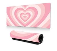 Hixingo 3D Love Large Mouse Mat, Gaming Mouse Pad, Mouse Pad, Mousepad with Stitched Edges, Non-Slip Rubber Base Mouse Pads for Office & Home (600 * 300 * 3mm,pink)