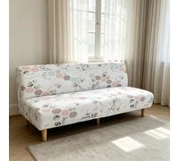 Hixingo 3D Marble Armless Sofa Bed Cover, Washable Couch Cover, Slipcover for Folding Sofa without Armrests, Anti-Slip, Ideal for Homes with Pets or Kids (Grey 01,2 seats)