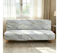 Hixingo 3D Marble Armless Sofa Bed Cover, Washable Couch Cover, Slipcover for Folding Sofa without Armrests, Anti-Slip, Ideal for Homes with Pets or Kids (Grey marble,1 seat)
