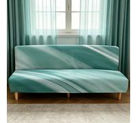 Hixingo 3D Marble Armless Sofa Bed Cover, Washable Couch Cover, Slipcover for Folding Sofa without Armrests, Anti-Slip, Ideal for Homes with Pets or Kids (Green marble,2 seats)