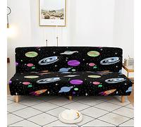 Hixingo 3D Universe Armless Sofa Bed Cover, Washable Couch Cover, Slipcover for Folding Sofa without Armrests, Anti-Slip, Ideal for Homes with Pets or Kids (Cosmic World,2 seats)