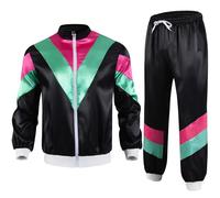 Hixingo 80s 90s Disco Outfit Plus Size for Women Men, Disco Outfit His and Hers Men Women Retro Tracksuit Set 80s 90s Height of Fashion Shell Suit Costume for Theme Party