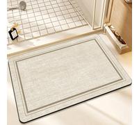 Hixingo Absorbent Bath Mat Minimalist Beige Line Pattern Soft Quick-Drying Diatom Mud Bathroom Shower Floor Mat Kitchen Door Mat with Non-slip Rubber Bottom, Easy to Clean (Style 6,60x90cm)