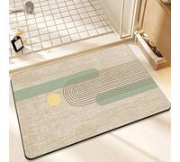 Hixingo Absorbent Bath Mat Minimalist Beige Line Pattern Soft Quick-Drying Diatom Mud Bathroom Shower Floor Mat Kitchen Door Mat with Non-slip Rubber Bottom, Easy to Clean (Style 8,60x90cm)