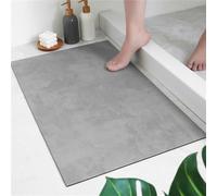 Hixingo Absorbent Bath Mat Modern Solid Color Quick-Drying Diatomaceous Earth Bathroom Mat Shower Floor Mat Kitchen Door Mat, Rubber Non-slip Bottom, Easy to Clean (80x120cm,Grey)