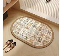 Hixingo Absorbent Bath Mat, Moroccan Tile Print Bathroom Mat Quick-Drying Diatomaceous Earth Shower Floor Mat Kitchen Door Mat, con Non-slip Rubber Bottom, Easy to Clean (50x80cm,Style I)
