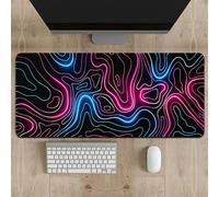Hixingo Abstract Contour Lines Large Mouse Mat, Gaming Mouse Pad, Mouse Pad, Mousepad with Stitched Edges, Non-Slip Rubber Base Mouse Pads for Office & Home (600 * 300 * 3mm,aurora)