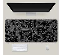 Hixingo Abstract Contour Lines Large Mouse Mat, Gaming Mouse Pad, Mouse Pad, Mousepad with Stitched Edges, Non-Slip Rubber Base Mouse Pads for Office & Home (800 * 300 * 3mm,black 2)