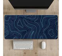 Hixingo Abstract Contour Lines Large Mouse Mat, Gaming Mouse Pad, Mouse Pad, Mousepad with Stitched Edges, Non-Slip Rubber Base Mouse Pads for Office & Home (600 * 300 * 3mm,blue)