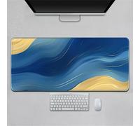 Hixingo Abstract Contour Lines Mouse Mat, Gaming Mouse Pad, Large Mouse Mat, Stain-Resistant Mousepad with Stitched Edges, Non-Slip Rubber Base Mouse Pads for Office & Home (700x300x3mm,Ribbon)