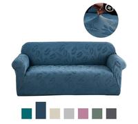 Hixingo Anti-Slip Anti-Scratch Sofa Cover,1 2 3 4 Seater Couchcover Stretch Sofa Covers,Full Coverage Settee Protector Thickened Leaf Print Protector for Living Room Home Decor (Blue,1 Seater)