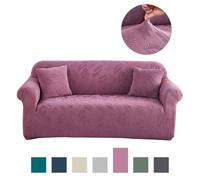 Hixingo Anti-Slip Anti-Scratch Sofa Cover,1 2 3 4 Seater Couchcover Stretch Sofa Covers,Full Coverage Settee Protector Thickened Leaf Print Protector for Living Room Home Decor (Light Purple,3 Seater)