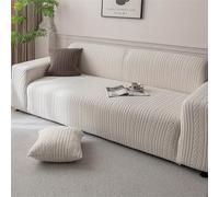 Hixingo Anti-Slip Anti-Scratch Sofa Cover, Simple Modern Plush1 2 3 4 Seater Couchcover Stretch Sofa Covers, Full Coverage Settee Protector Soft Protector for Home Decor (Beige,4 Seater)